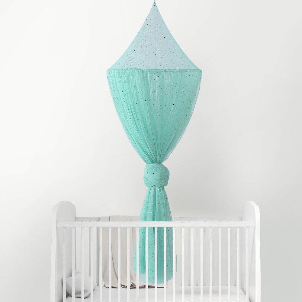 accrocher ciel de lit vert paillete au plafond