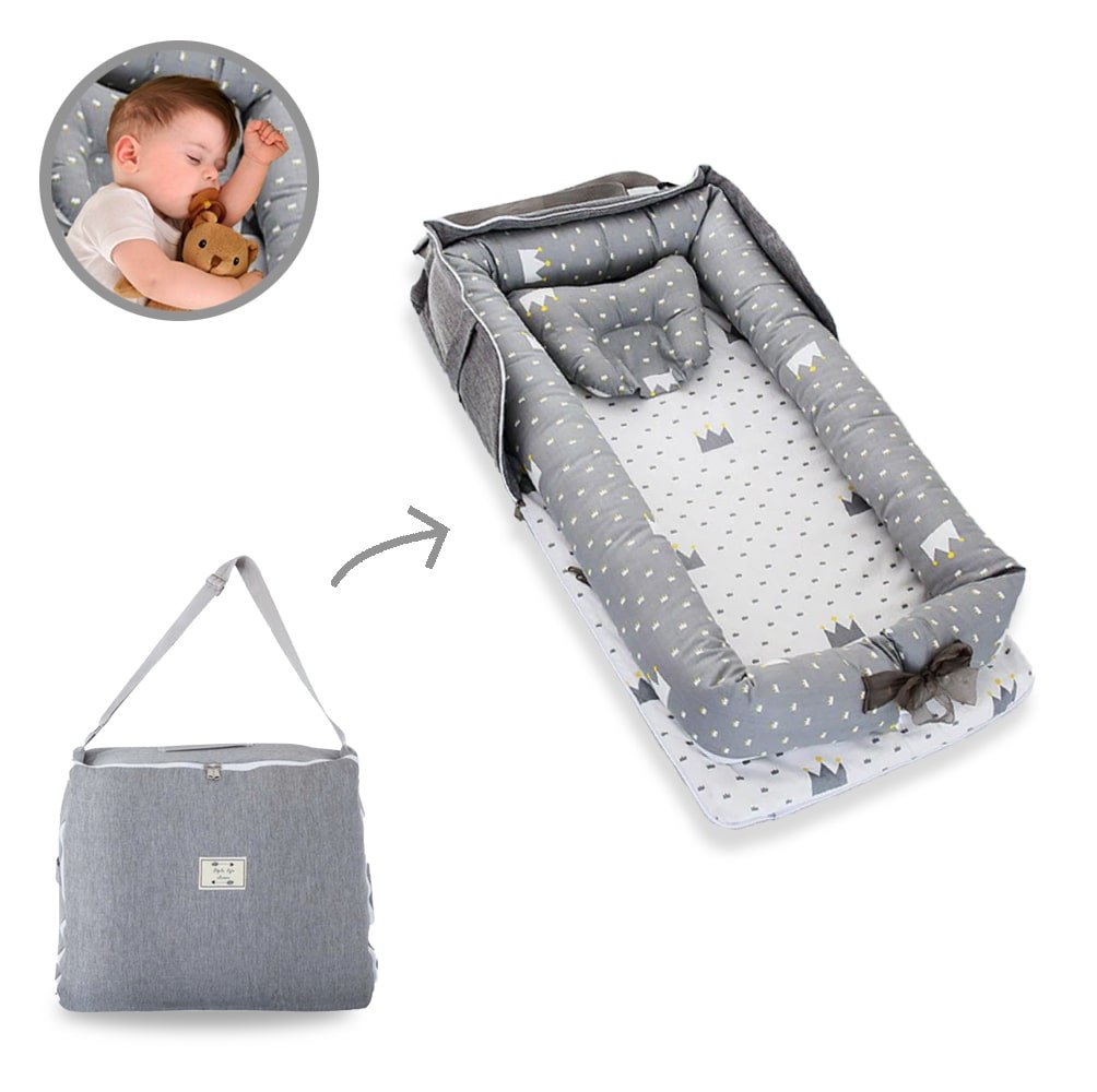 Matelas à Langer Portable Ensigna - Imperméable, Léger, Design Blanc Et Bleu, Cadeau Bébé