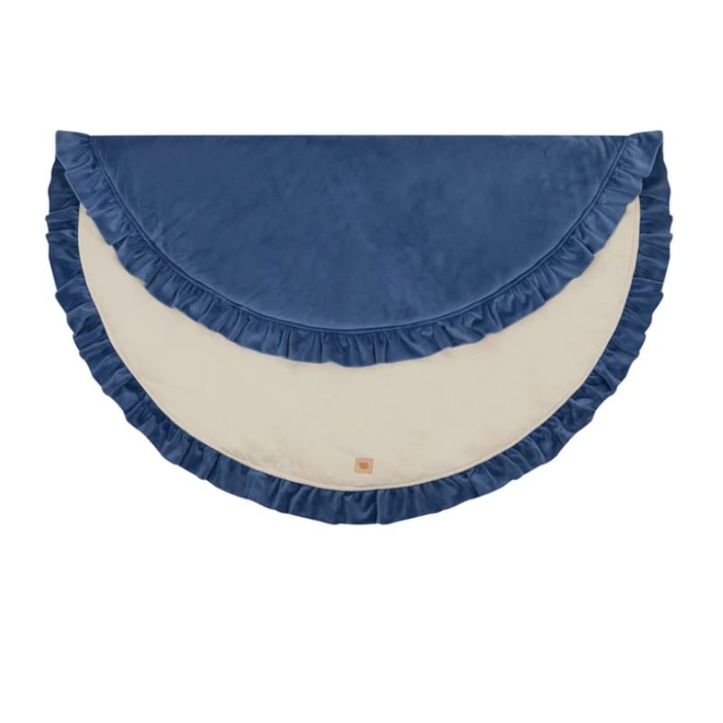 tapis bebe en velours bleu