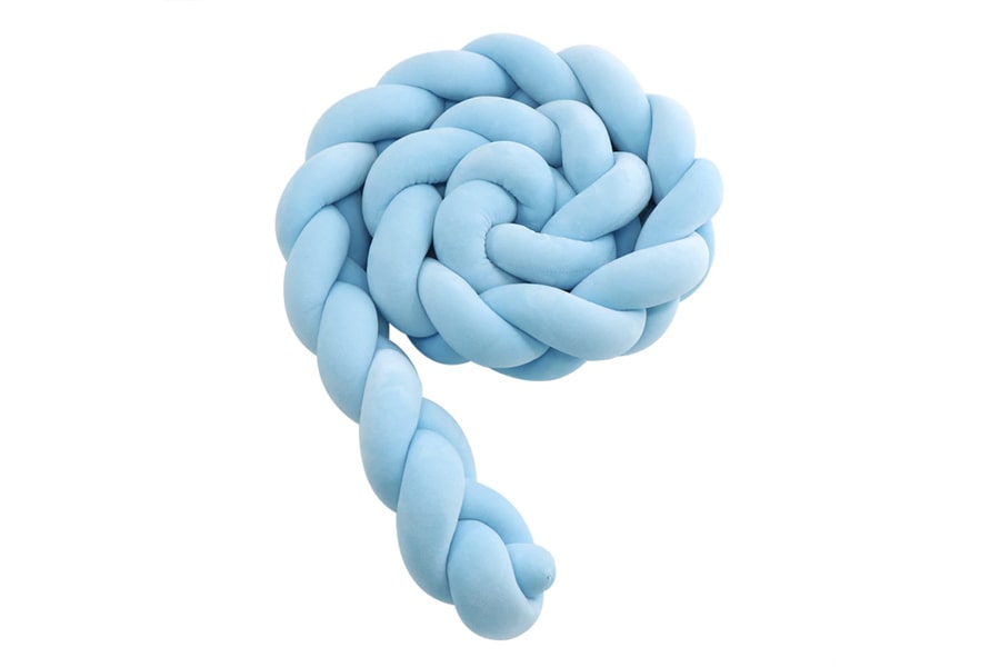 Tour de lit bébé tresse bleu