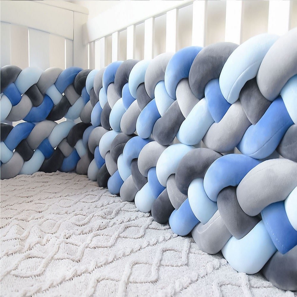 tour de lit tresse bleu canard