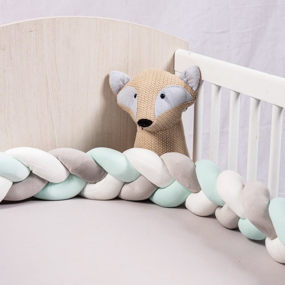 tresse de lit gris blanc menthe