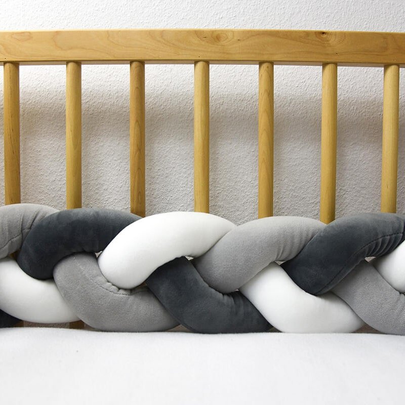 tresse de lit gris blanc noire