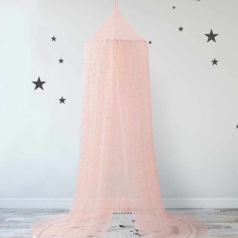 ciel de lit bébé pêche avec pailletes