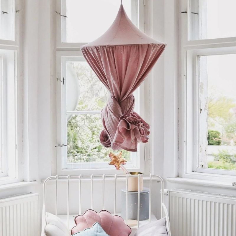 ciel de lit canopy rose poudre