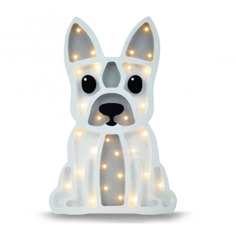 lampe en bois bouledogue