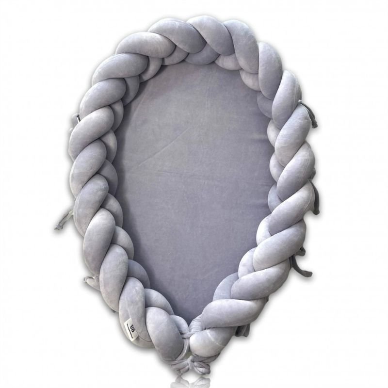 reducteur de lit tresse bebe cocon gris