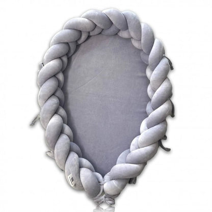 reducteur de lit tresse bebe cocon gris