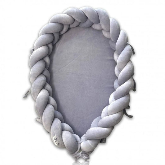 reducteur de lit tresse bebe cocon gris