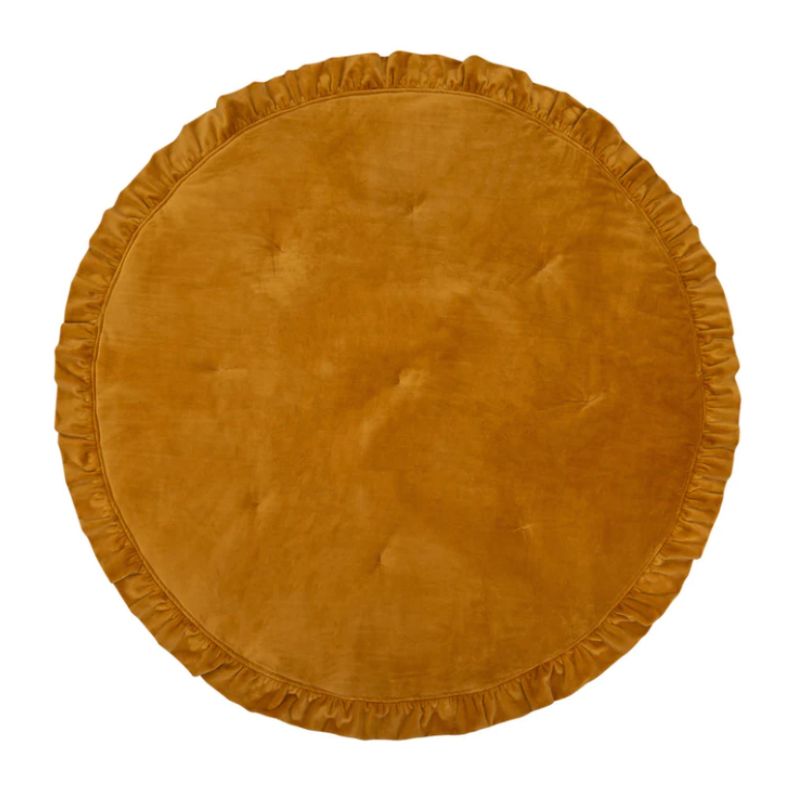 tapis bebe en velours moutarde