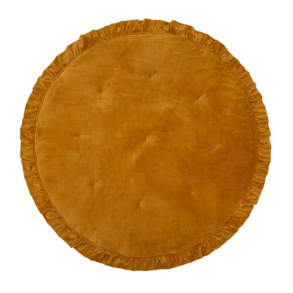 tapis bebe en velours moutarde