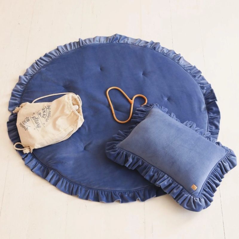 tapis de sol en velours bleu