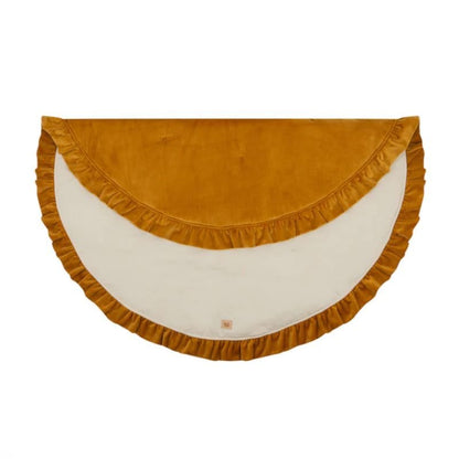 tapis sol bebe en velours moutarde